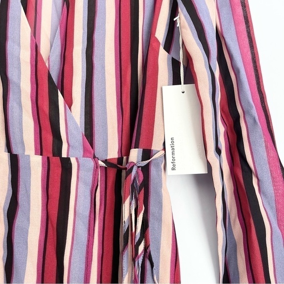 NEW Reformation Gjilena Stripes Wrap Mini Dress US XS - Picture 5 of 9